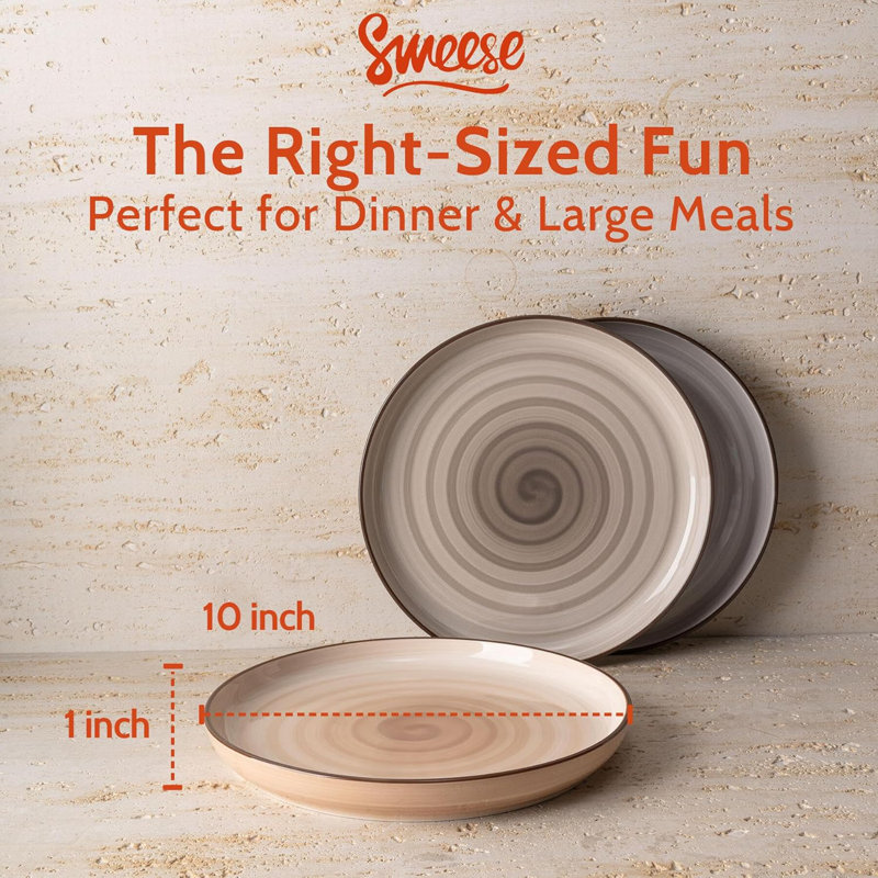 Ensemble d'assiettes plates en porcelaine de 6 à 10 pouces pour les repas, allant au micro-ondes