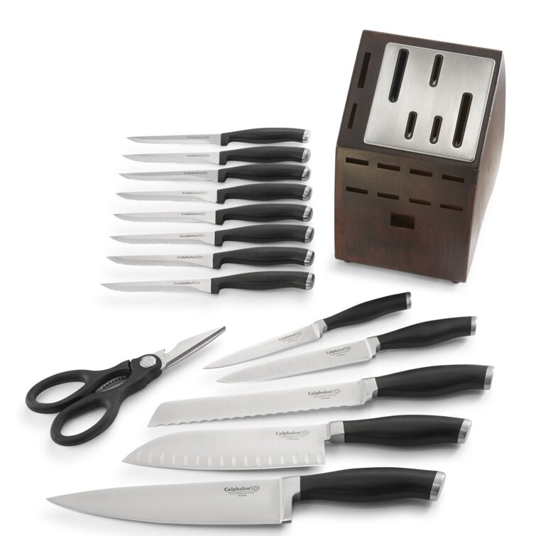 Calphalon Classic Self Sharpening Stainless Steel Cutlery Knife Block Set  with SharpIN Technology, 15 Piece