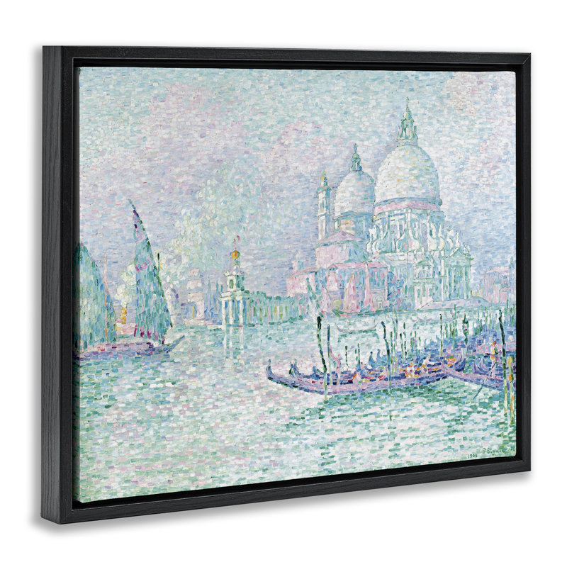 "Classic Venice Signac", peinture encadrée dorée sur toile par one1000paintings, Cadre flottant noir de jais