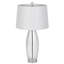 Ensemble de 2 lampes de table, verre transparent en forme de balle, abat-jour tambour blanc cassé