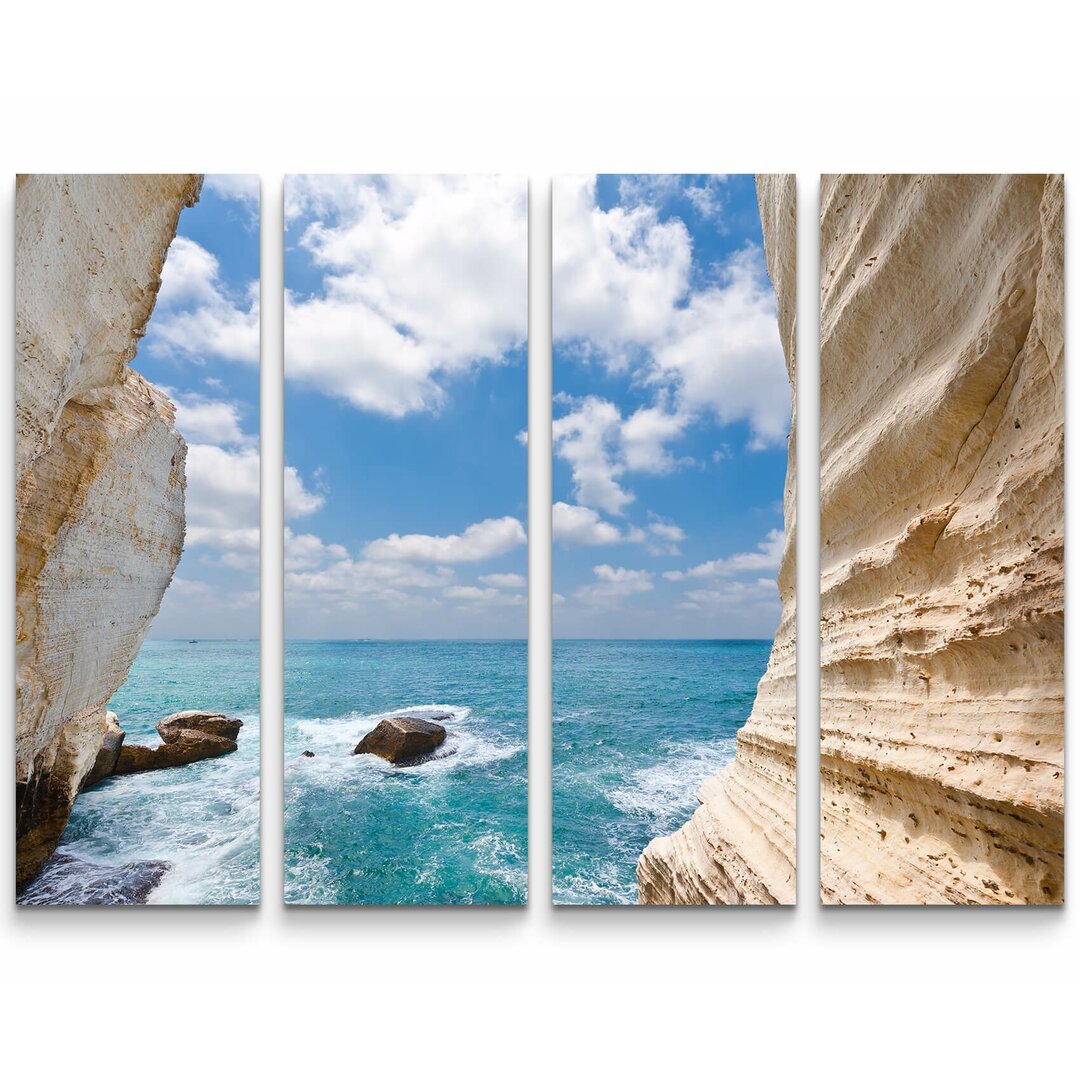 4-tlg. Leinwandbilder-Set Rosh Hanikra Felsen bei Israel