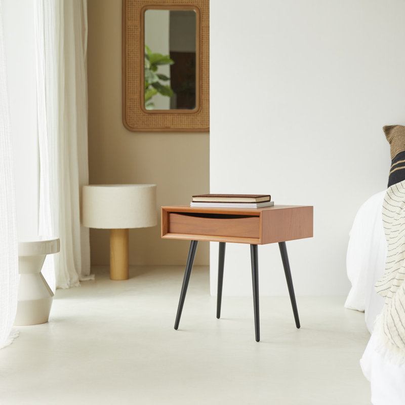Simen 47cm W Solid Wood Bedside Table