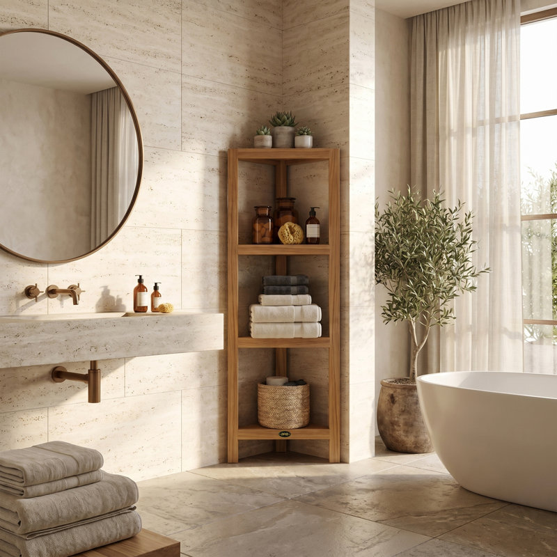 Teak Bathroom Shelves