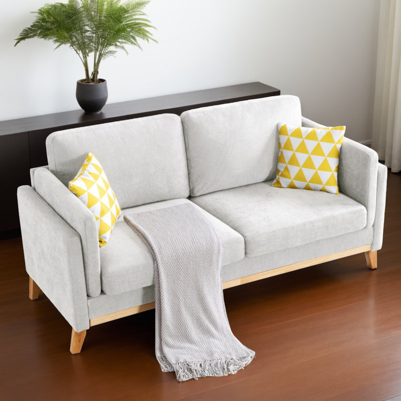 72" Square Arm Loveseat Sofa, Beige