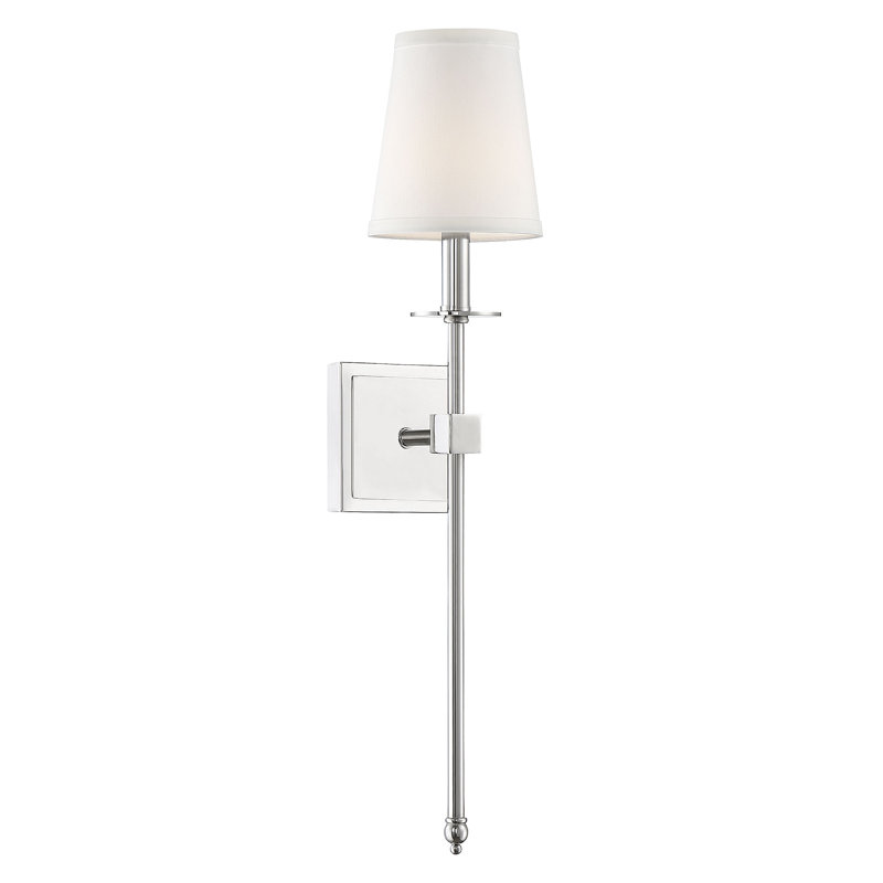 Applique murale à 1 lumière à intensité variable en nickel poli Barrett, H 24 po x l 5 po x P 5 po, Nickel poli