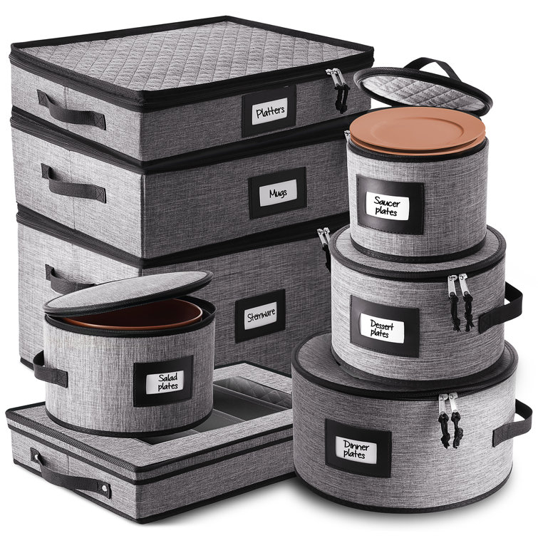 StorageBud 8 Piece Fabric Dinnerware Storage Set with Felt Dividers  Included & Reviews