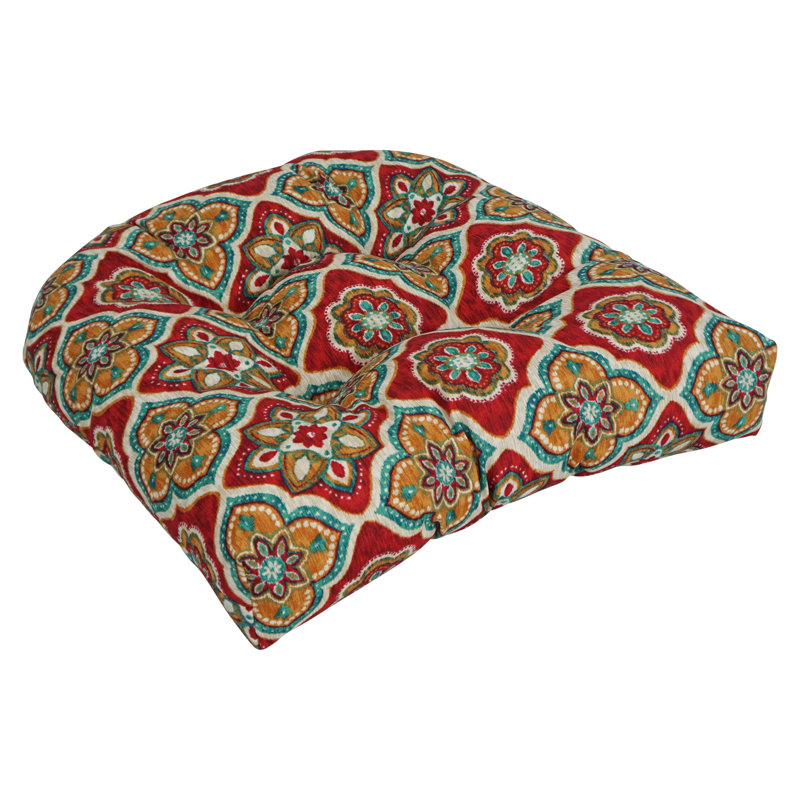 Outdoor 5'' Dining Chair Seat Cushion, Red/White