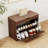  27.5"W Shoe Storage Bench with Cushion, Flip-Top Storage, Entryway Brown Shoe Rack-144379580
