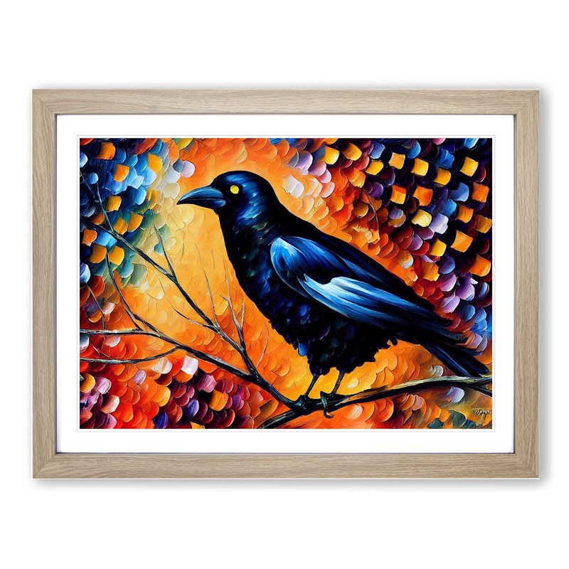 Crow Bird Vol.7 Abstract - Framed Print, 34cm H x 46cm W x 2cm D, Oak