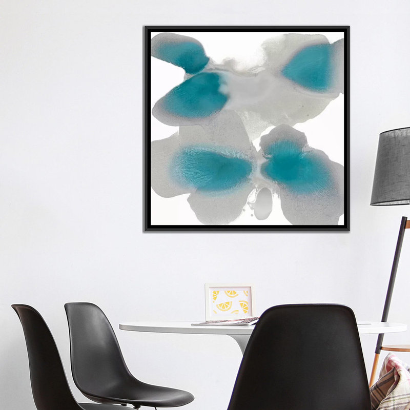 «Instinctive Aqua», reproduction d'art sur toile, H 18 po x l 18 po x P 1,5 po, Toile avec cadre flottant noir, Pas de tapis