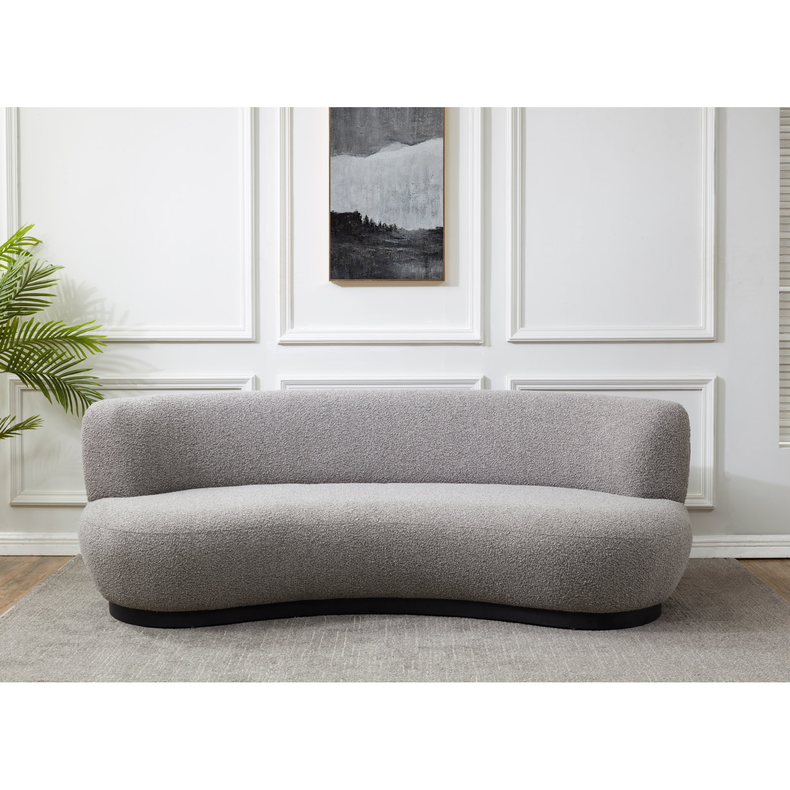 Portsmouth 90'' Upholstered Sofa, Light Grey Boucle