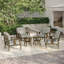 Ensemble de conversation d'extérieur en teck pour quatre personnes avec coussin et deux tables d'appoint-738850615-738850613