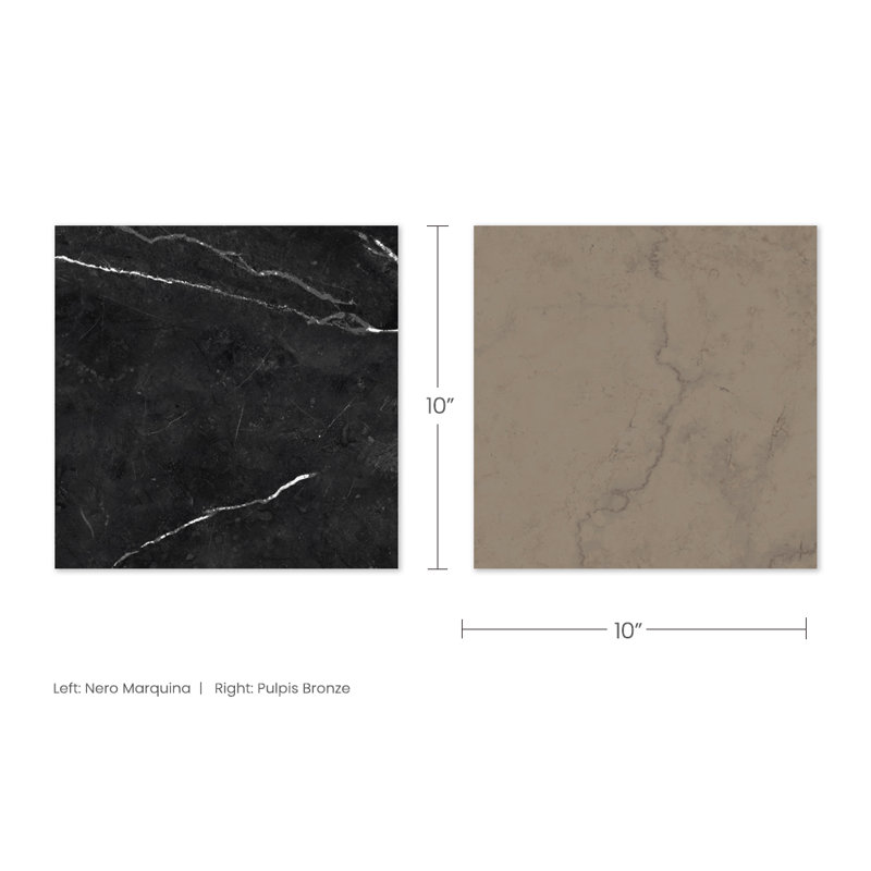 Tavari Checkerboard 10X10 Marquina And Bronze, Brown/Black
