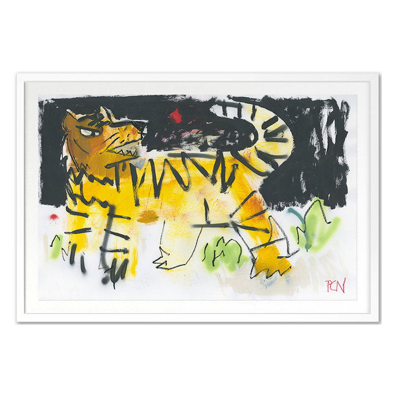 Kool Kats 7 Print by Ngo, PC, 24'' H x 35'' W, White Single Picture Framed