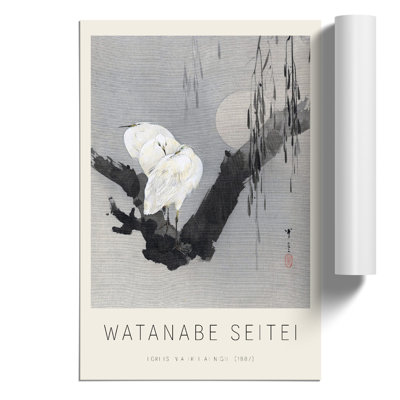 Egrets In A Tree At Night by Watanabe Seitei - No Frame Painting