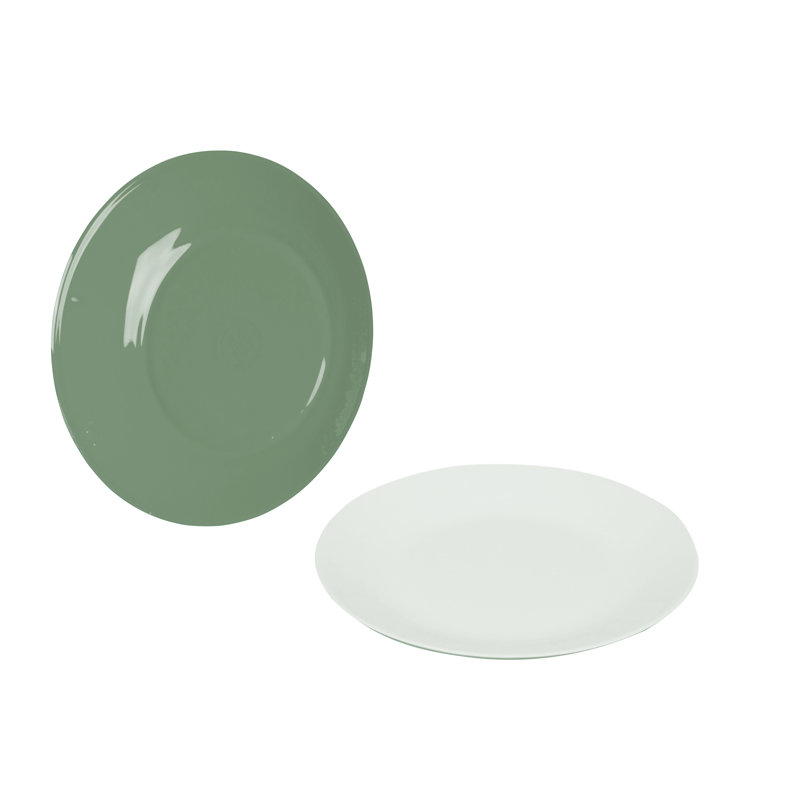 Alverio Piece Melamine Dinnerware Set - Service for 4, Green/White