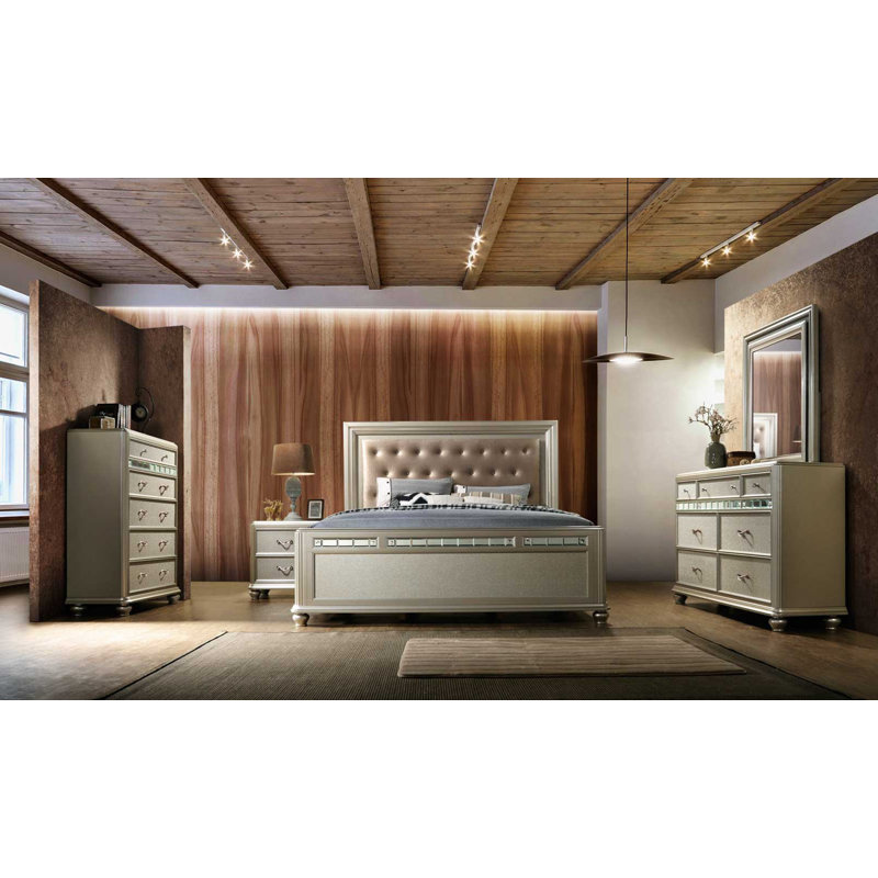 Dailynn 41'' W 5 - Drawer Dresser, Platinum