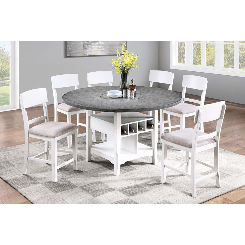 Dossier moderne de couleur blanche avec 2 chaises hautes pour salle à manger et tissu de soutien, Blanc