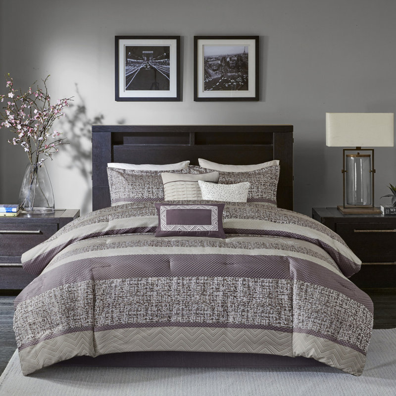 Édredon pour grand lit mauve 7 pièces, Mauve, Grand édredon et 6 pièces supplémentaires