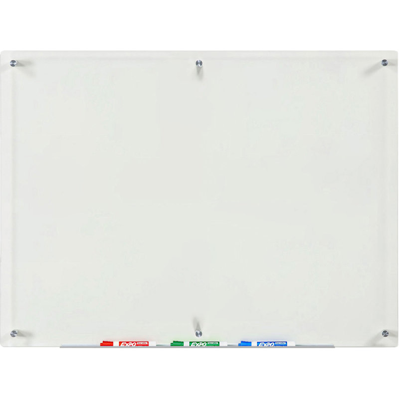 Ultra Clear Frameless Glass Dry-Erase Board with Aluminum Tray, 36" x 48"