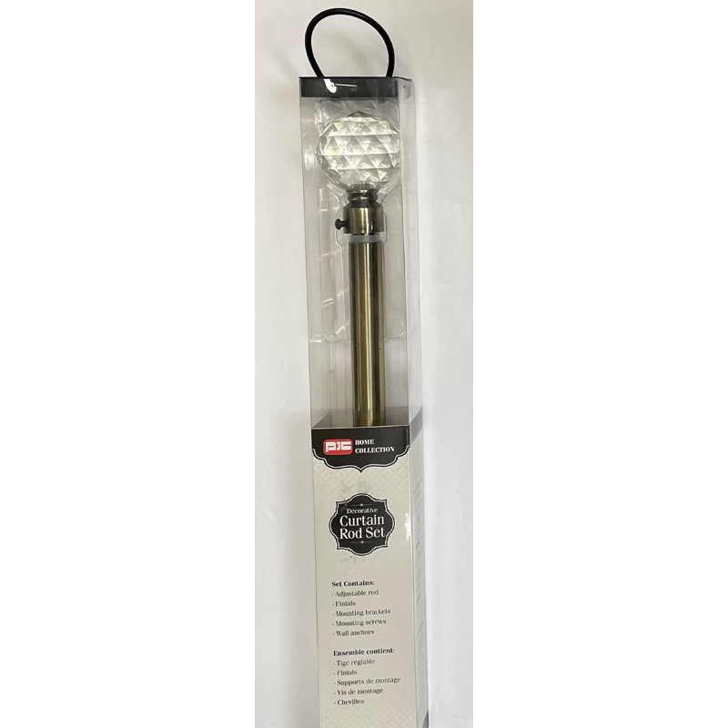 Tringle à rideaux simple réglable, 48" – 86", Laiton antique