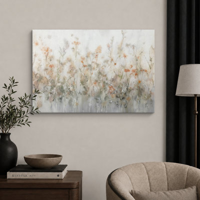 Light Neutral Botanical Abstract Artwork with Soft Floral Forms, Living Room Pictures, Framed Canvas Giclee Print Wall Art