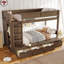 Lit superposé simple au-dessus de simple avec 4 tiroirs de rangement, lit superposé en bois massif avec garde-robe intégrée et garde-corps pleine longueur, aucun sommier nécessaire, brun