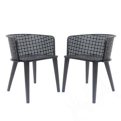 Ensemble de 2 chaises de salle à manger d'extérieur avec structure en fer résistant à la rouille pour une utilisation toutes saisons et une polyvalence élégante.