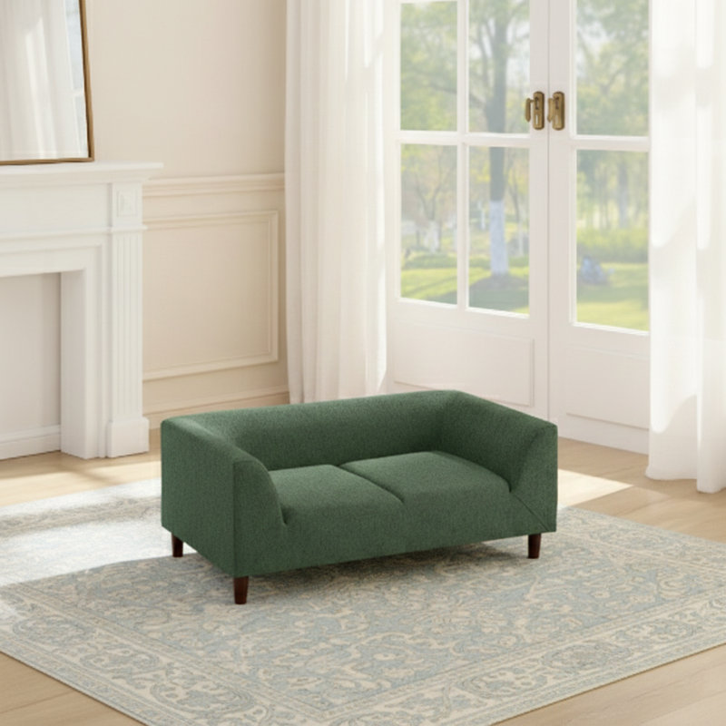Modern Rectangular Pet Sofa With Backrest And Armrests, Soft Cushion Comfortable Dog Bed - OLIVE GREEN