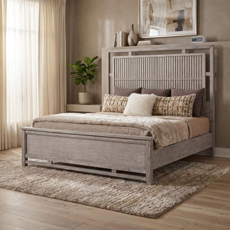 Structure de lit moderne en bois minimaliste, Grand lit