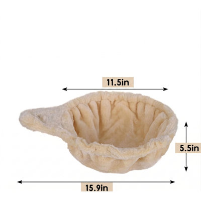 Extra Large Beige Cat Hammock (12.4"), Cozy Deep Basket Hammock, Attachment Design for Cat Tower