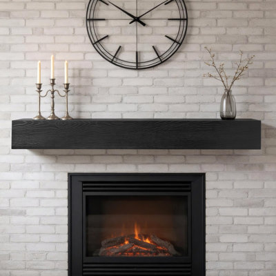 Cheminée de style champêtre de 183 cm (72 po) - Étagère flottante rustique, manteau de cheminée en bois massif sculpté à la main pour décoration murale, présentoir et meuble multimédia