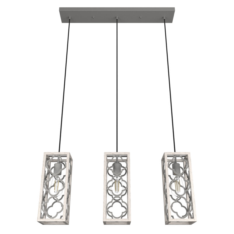 Gablecrest 3 - Light Kitchen Island Square / Rectangle Pendant, Distressed White/Gray, Gray