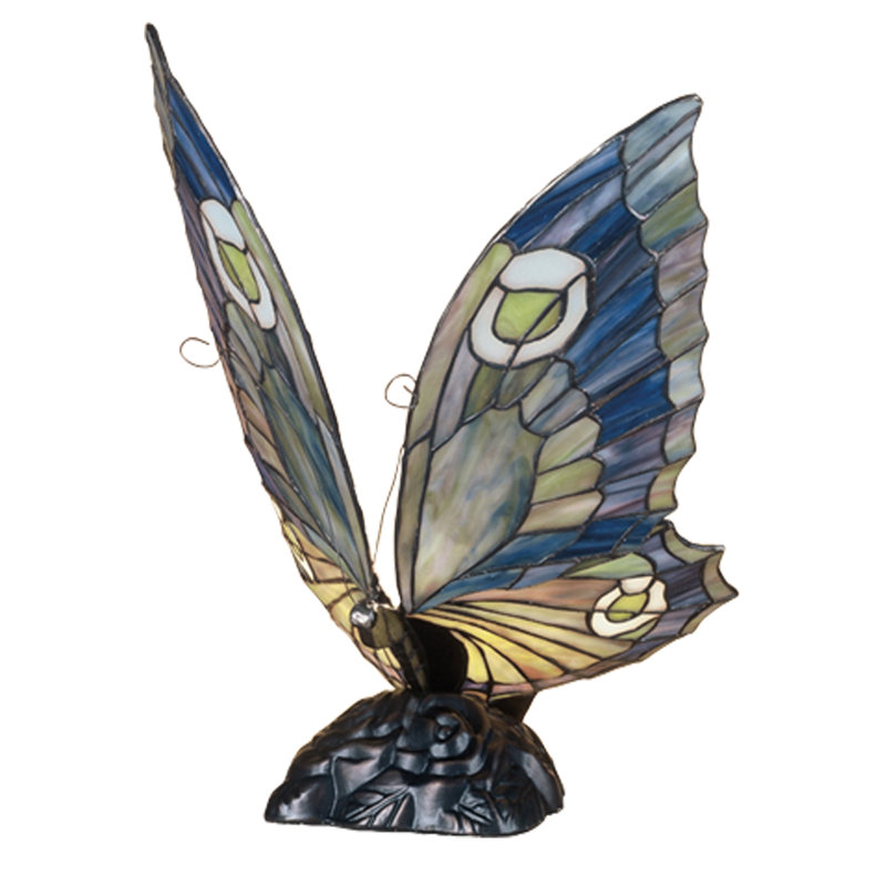 Butterfly 15" Lighted Art Glass Novelty Light, Beige