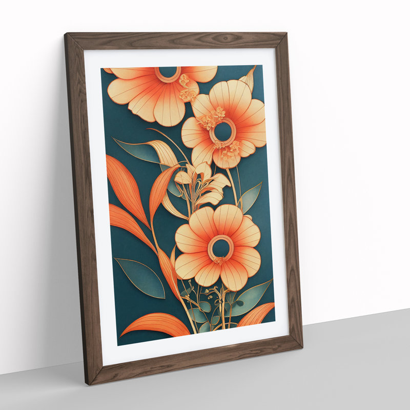 Flourishing Flowers - Single Picture Frame Print, 34cm H x 25cm W, Walnut