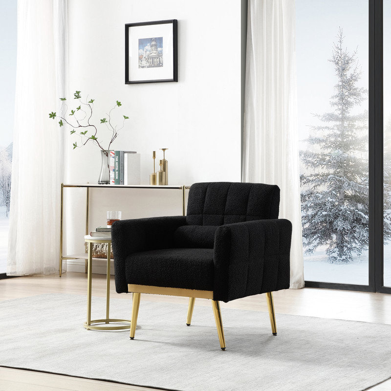 Méridienne capitonnée de 30 po de largeur, Tissu noir