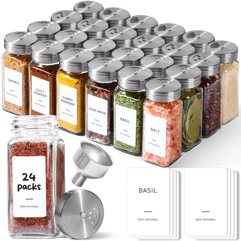 24 Pcs Glass Spice Jars 4oz