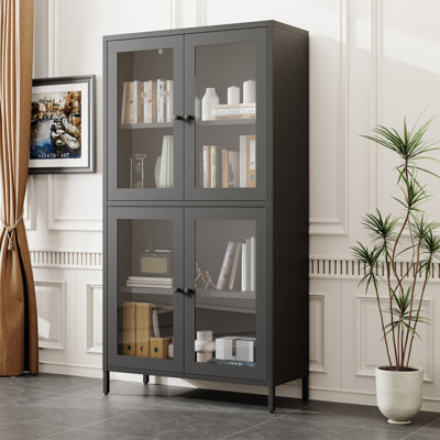 Grande vitrine de rangement en métal avec portes en verre