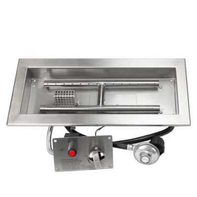 Rectangular CSA Certified Fire Pit Burner Kit, Stainless Steel, Propane