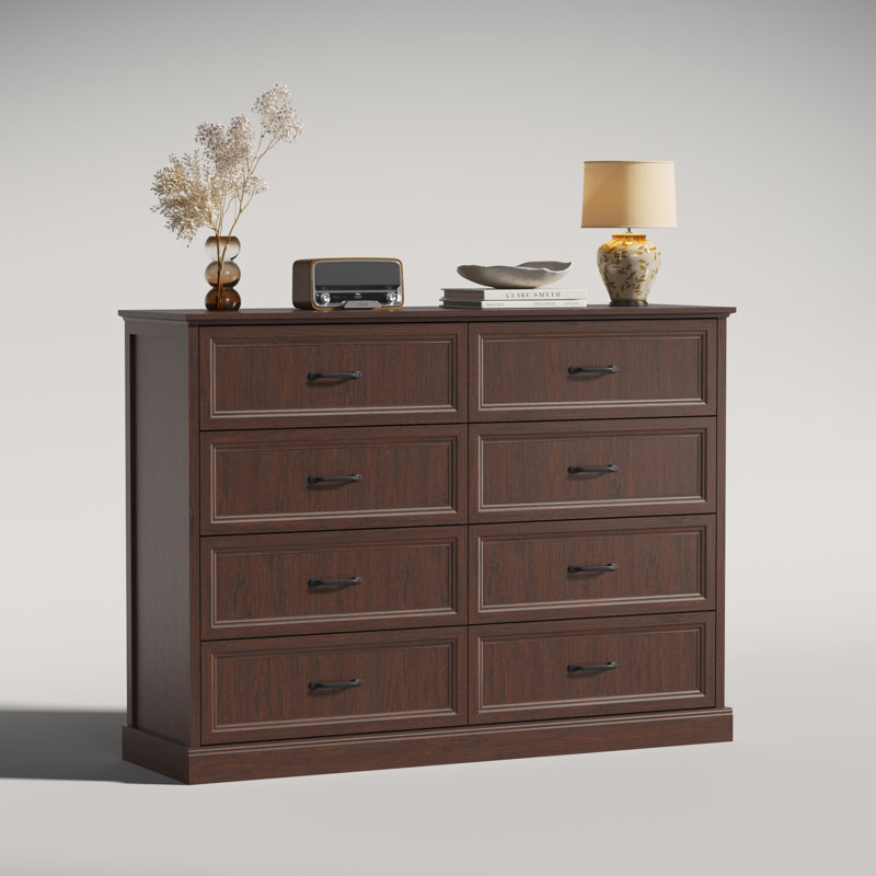 Moad Modern 55"W 7 Drawer Dressers,Bedroom Dresser, Walnut