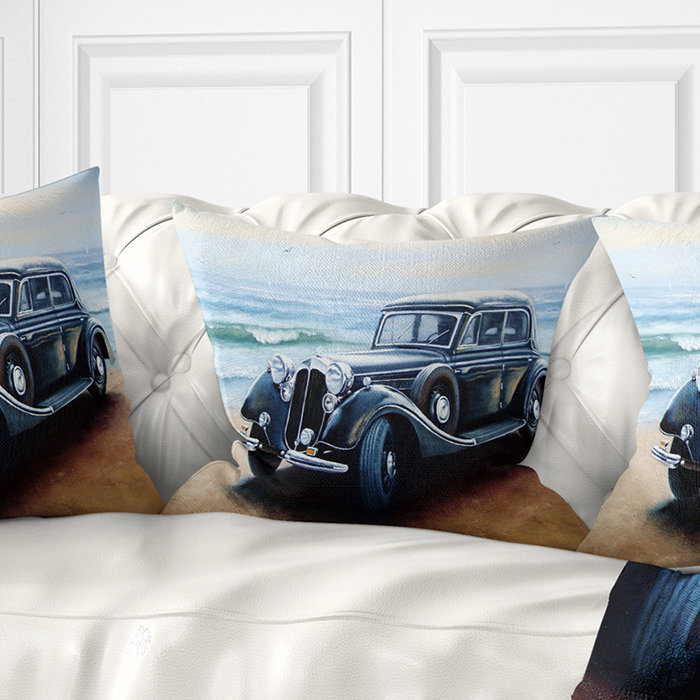 Coussin de mer rétro sur terre, 16 po x 1 po, Coussin décoratif