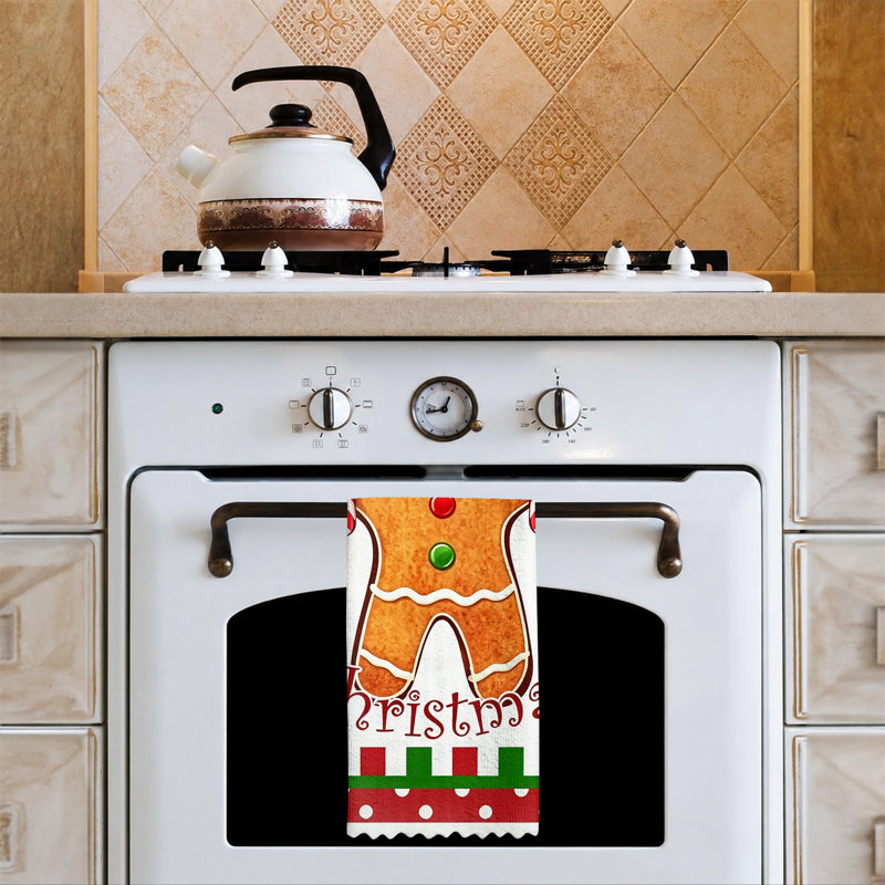  Essuie-tout de Noël en microfibre, linges à vaisselle réutilisables absorbants, décoratifs résistants à la décoloration, canne de bonbon en pain d'épice brun 16 po x 24 po