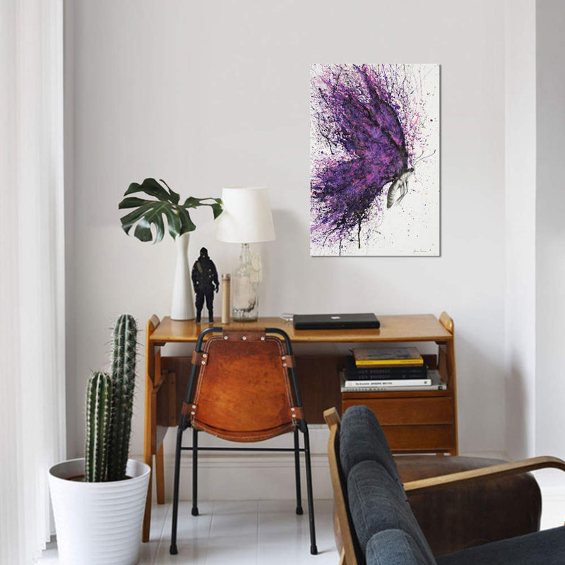 «Purple Sky Butterfly», impression sur toile, H 26 po x l 18 po x P 1,5 po, Toile tendue, Pas de tapis