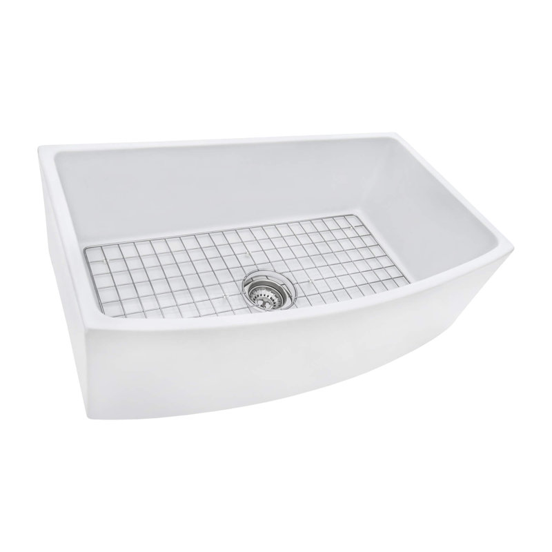 Ruvati 33" L x 20" W Farmhouse Kitchen Sink, White
