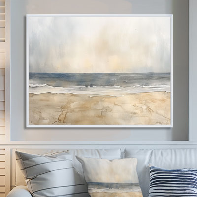 Abstract Coastal Wall Art, Grey And Yellow Abstract Ocean Meets Land, Ocean Meets Land Canvas