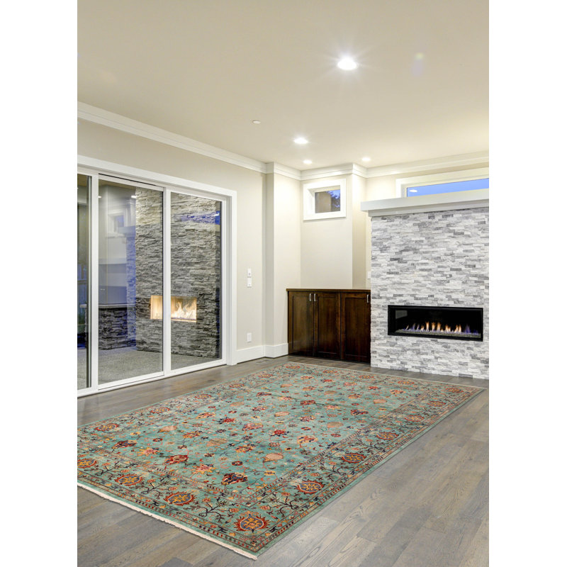 Tapis moderne Ersari cyan 9'9" x 13'9"