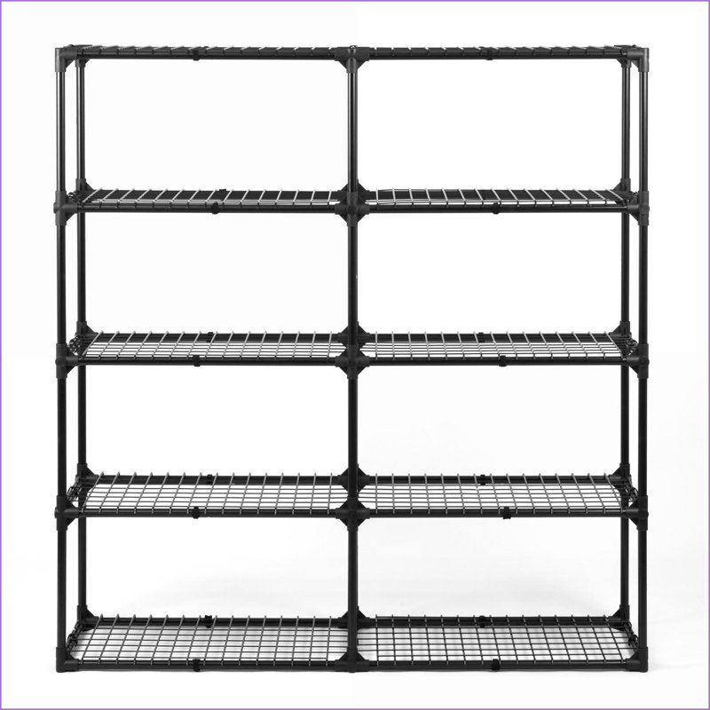 Étagères de rangement robustes à 5 tablettes (paquet de 2) | Acier | Noir