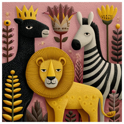Couvertures florales lion zèbre
