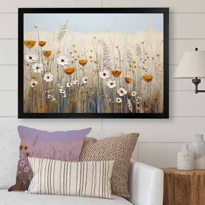 Élégance florale beige - Fleurs murales, art mural