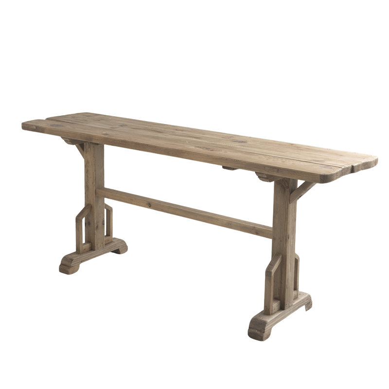 73x19x31" Brown Recycled Pine Wood Console Table With Trestle Base